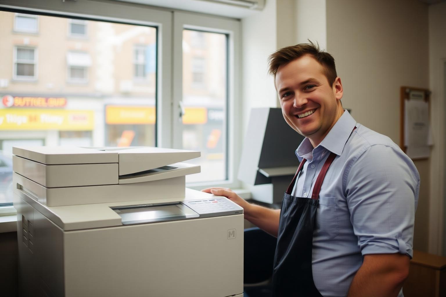 Bowden Digitec photocopier engineer visiting a Greenwich office
