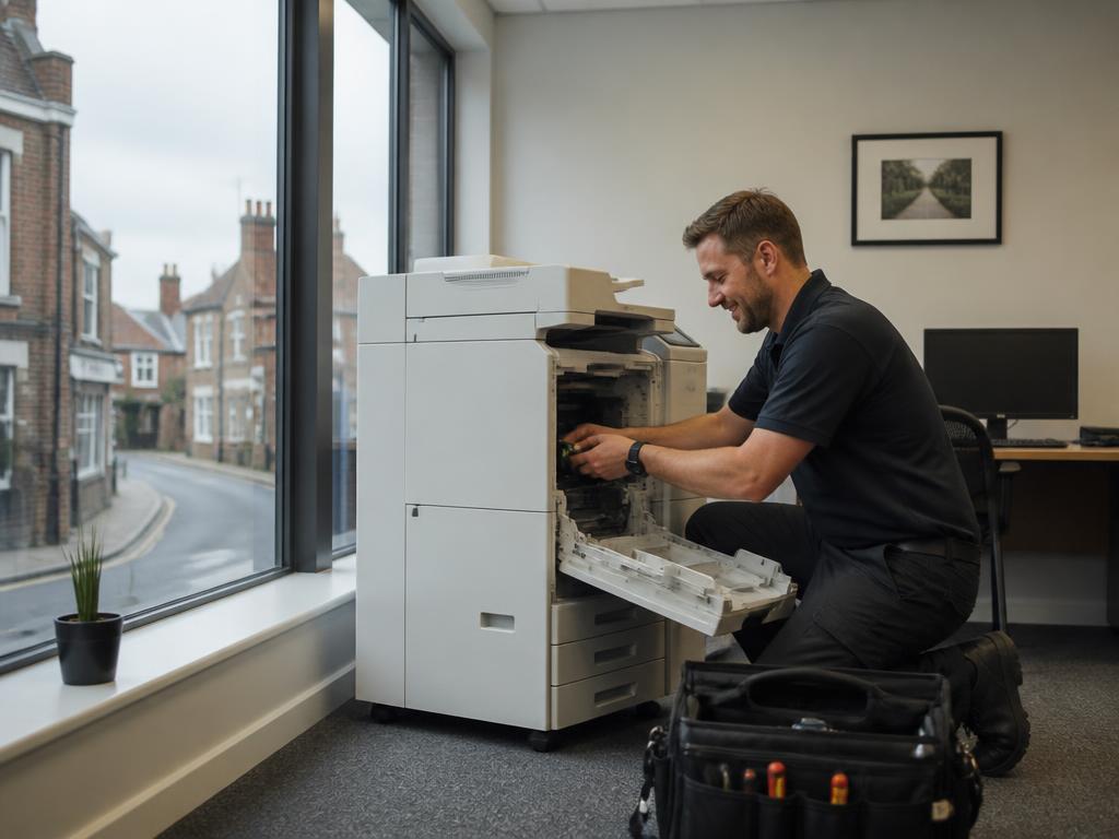 Bowden Digitec photocopier engineer visiting a Aylesford office