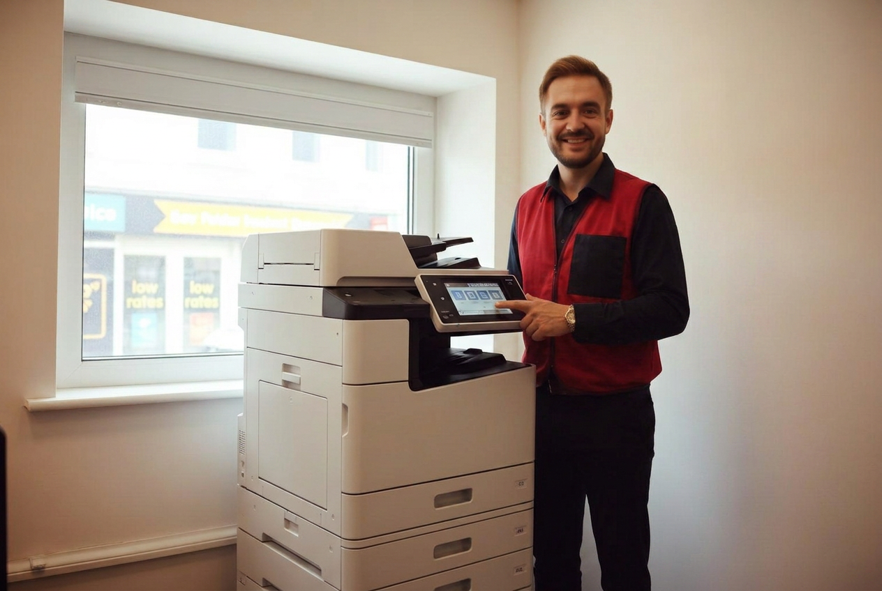 Bowden Digitec photocopier engineer visiting a Chatham office