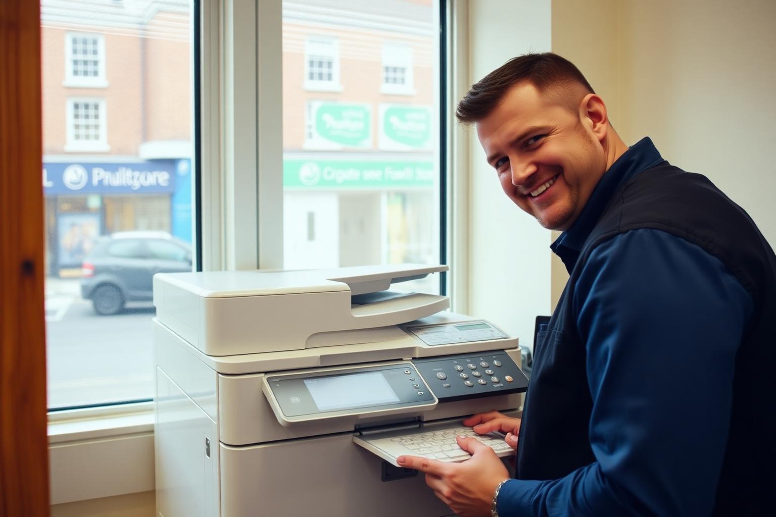 Bowden Digitec photocopier engineer visiting a Maidstone office