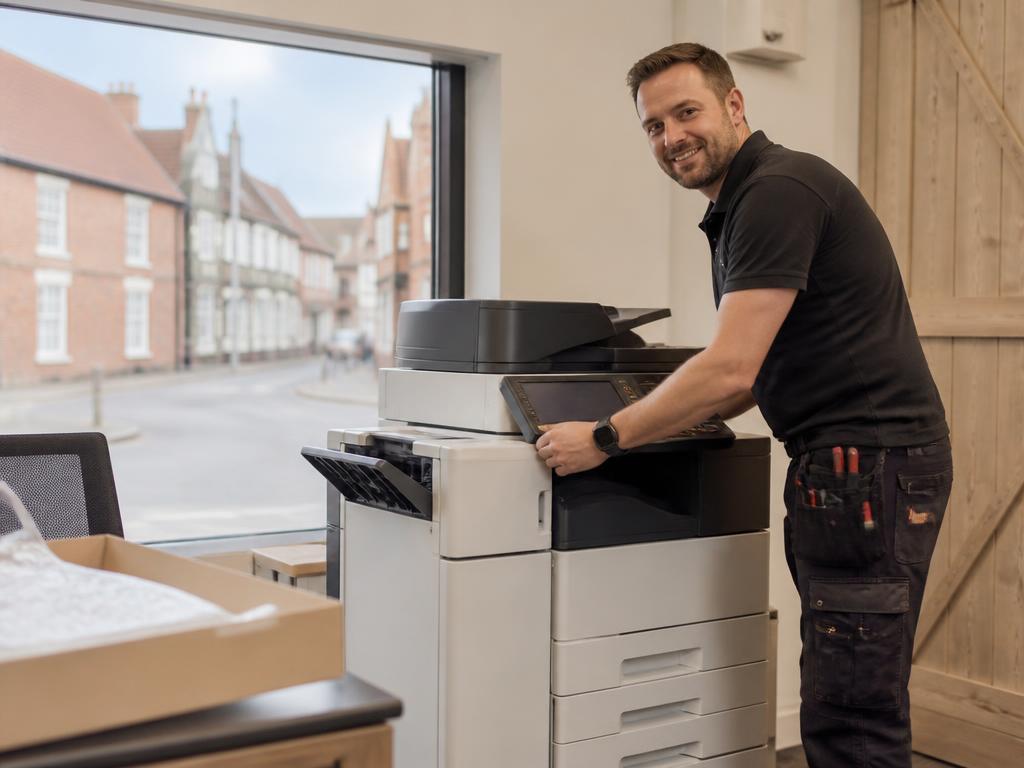 Bowden Digitec photocopier engineer visiting a Discovery Park (Sandwich) office