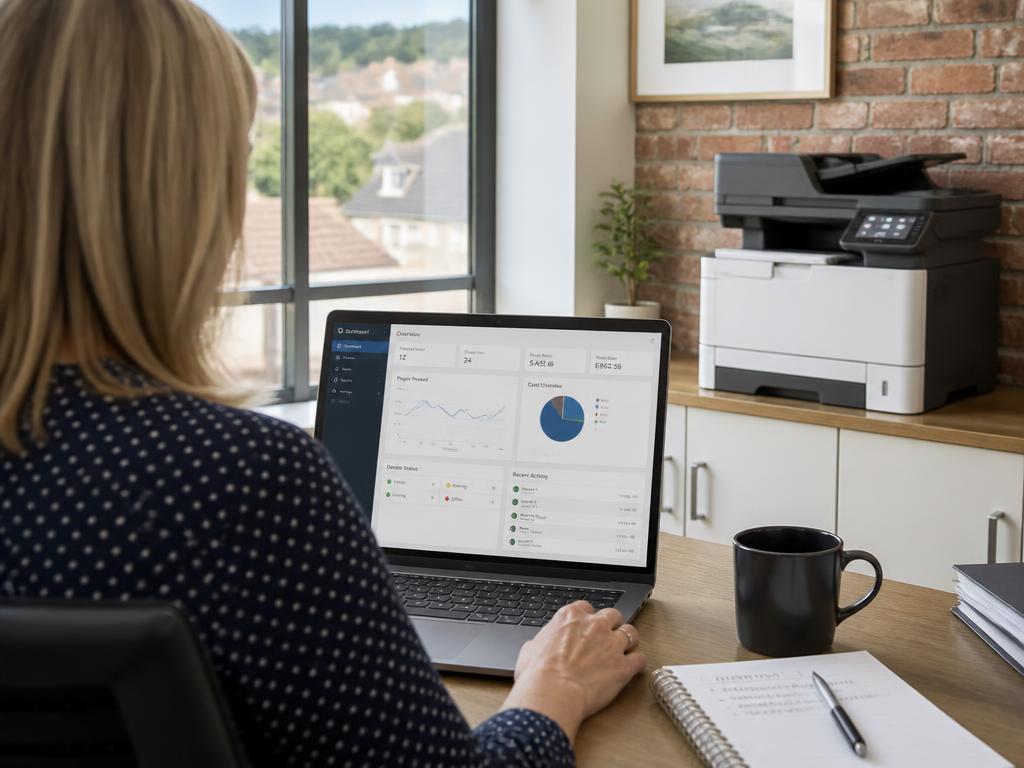 PaperCut print management dashboard being demonstrated in Crowborough